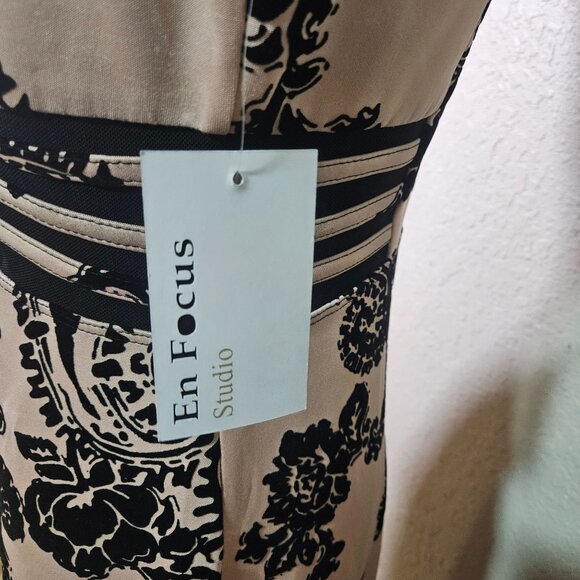 Valentines Elegant Classy En Focus Studio Womens Sleeveless Midi Dress Black Bei - Picture 11 of 16